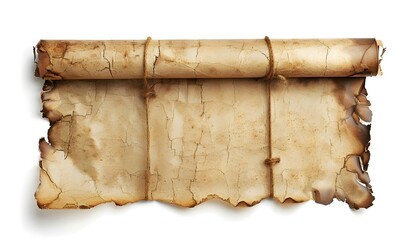 Old scroll paper isolated on white background