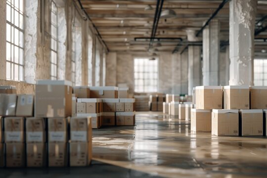 Large Warehouse Filled With Boxes