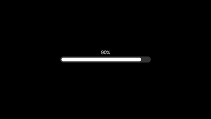 white loading bar animation isolated on a black background. 4k Video