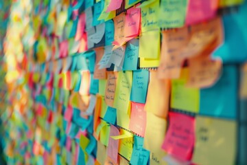Vibrant Sticky Notes Covering a Wall
