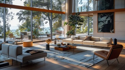 Modern Living Room With Large Windows