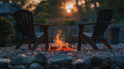 Two Chairs by Fire Pit