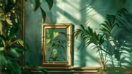 Mirror on Table Beside Plant