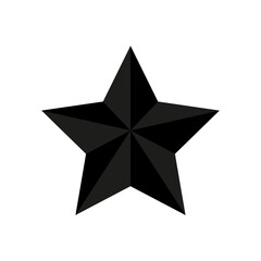A 3D black star with five points and subtle shading on a white background. Vector illustration. EPS 10.
