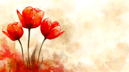 spring banner, background for cards from tulips made in painting style