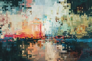 Digital pixelation abstract effect on a modern background. Generative AI.