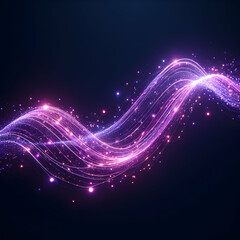 Fototapeta na wymiar stream of glowing sparkling light line in wavy motion element abstract light background