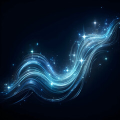  stream of glowing sparkling light line in wavy motion element abstract light background