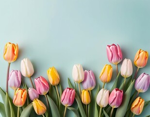 Blooming Beauty, Spring Tulips with Copy Space, Background 