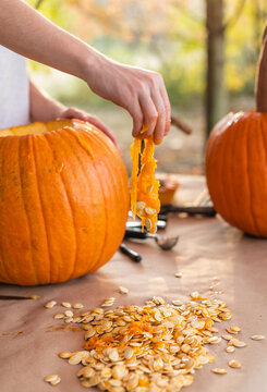 Carving pumpkins 