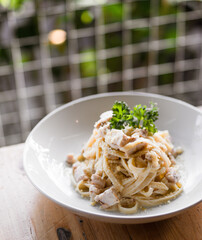 Fettuccine in white sauce