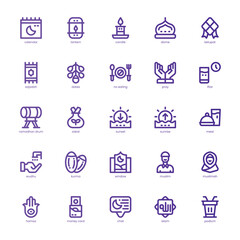 Eid and Ramadan  icon pack for your website, mobile, presentation, and logo design. Eid and Ramadan  icon basic line gradient design. Vector graphics illustration and editable stroke.