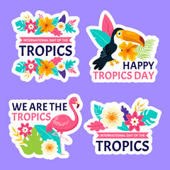 Fototapeta na wymiar Tropics Day Label Flat Cartoon Hand Drawn Templates Background Illustration
