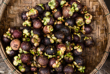 Basket of purple mangosteens