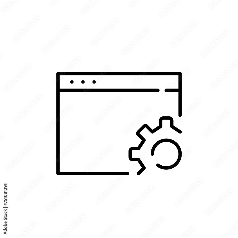 Poster browser enhancement icon. web page and cogwheel settings symbol. pixel perfect vector icon