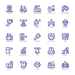 Digital Technology icon pack for your website, mobile, presentation, and logo design. Digital Technology icon basic line gradient design. Vector graphics illustration and editable stroke.