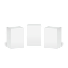 Realistic white box packaging isolated on white background. vector