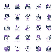 Digital Technology icon pack for your website, mobile, presentation, and logo design. Digital Technology icon dual tone design. Vector graphics illustration and editable stroke.