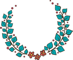 Abstract bunch of leaves with berry and flower wreath for decoration on Christmas holiday and spring seasonal.