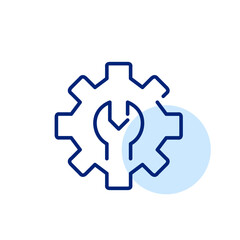 Cogwheel and wrench. User-friendly customization and preferences. Pixel perfect, editable stroke icon