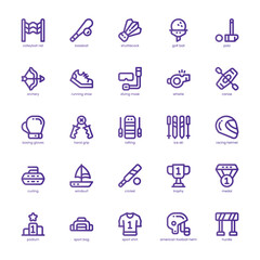 Sport and Olympic icon pack for your website, mobile, presentation, and logo design. Sport and Olympic icon basic line gradient design. Vector graphics illustration and editable stroke.