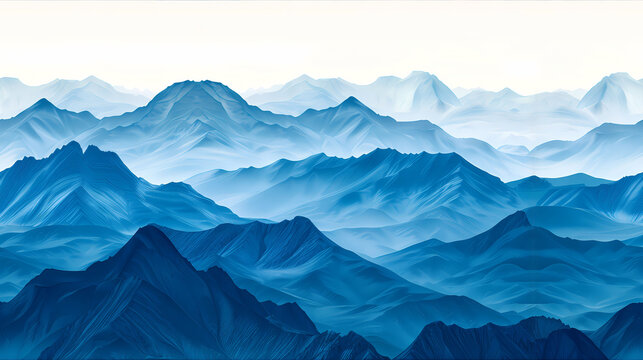 Horizontally tileable texture of  Seamless Panoramic View of Intricate Mountain Range