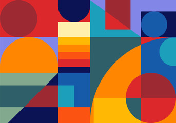 Abstract geometric, shapes, colorful background vector illustration. Contemporary collage composition graphic design for template, banner, cards, cover and poster.