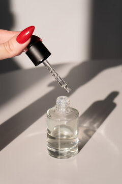 Glass bottle with beauty product 