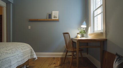 minimal room, blue