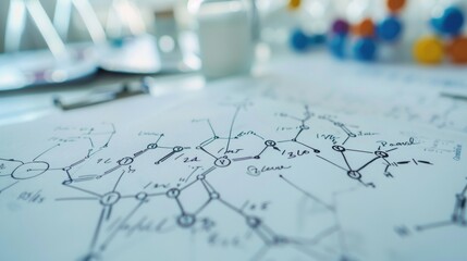 A detailed image of a formula sheet with complex chemical equations and diagrams representing the indepth understanding of materials and their properties required to create