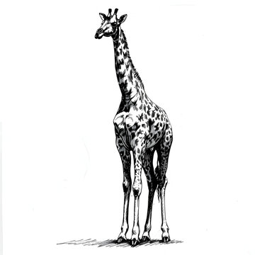 giraffe isolated on white background, giraffe silhouette