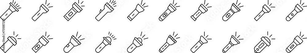 Poster line icons collections of flashlight. editable stroke. simple linear illustration for web sites, new