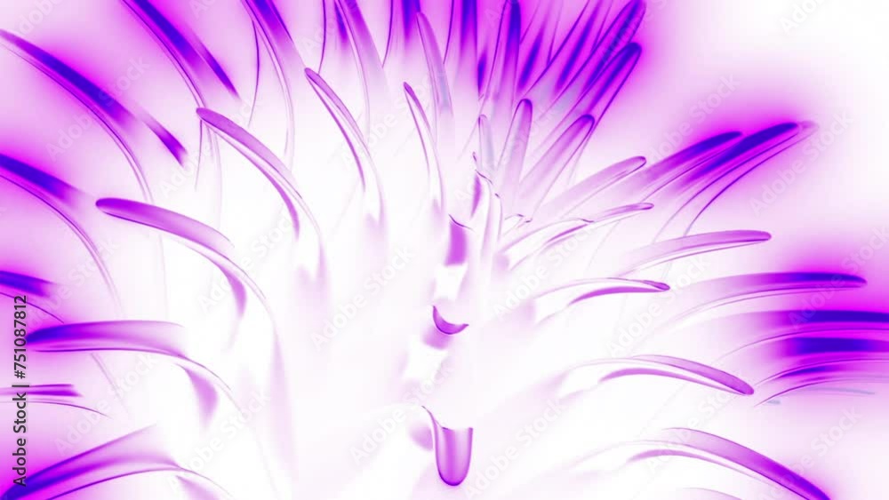 Poster splashes of moving pattern with spikes. design. abstract animation of blooming 3d flower. moving bal