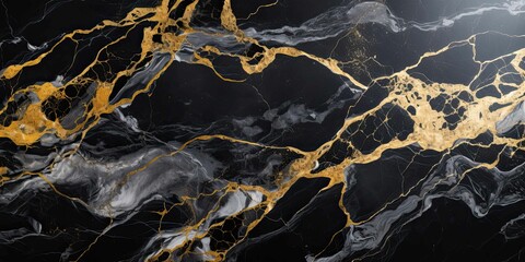 Black marble block texture with copper veins background