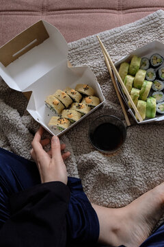 The girl ordered sushi for herself.