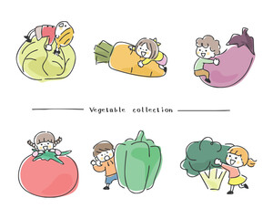 子どもと野菜と食育のイラスト