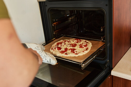 Homemade pizza in the oven