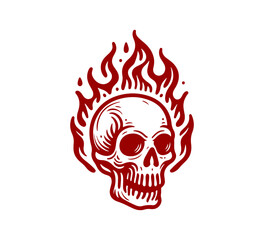 Fire Skull Vector Vintage Logo