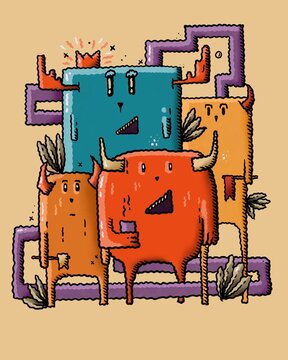 Group of friendly creatures