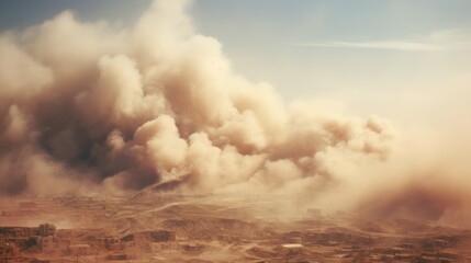 The air is full of dust and smoke. Affects health encourage awareness of dangers - obrazy, fototapety, plakaty