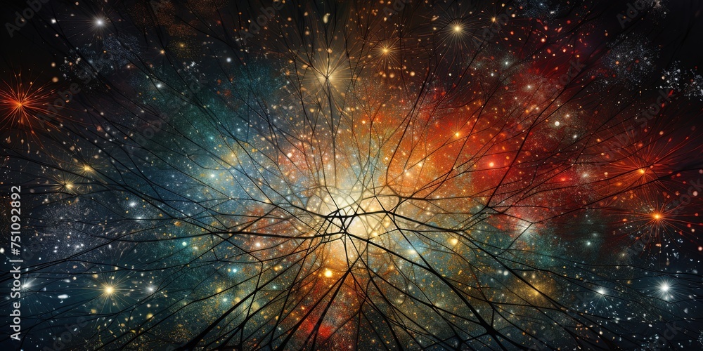 Aufkleber a dazzling display of light and color bursts forth, resembling a glorious fireworks show exploding w