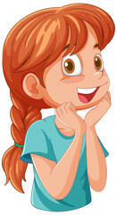 Vector illustration of a cheerful, young girl smiling.