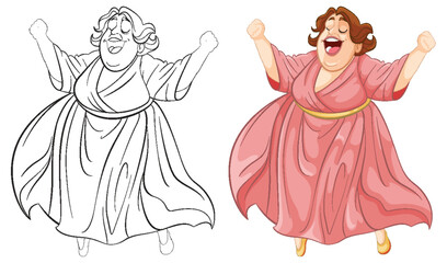 Vector illustration of a happy woman dancing