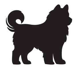 Black and White Alaskan Husky Silhouette. Vector Illustration.
