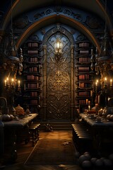 3D Illustration of a Gothic Baroque Style Interior Room