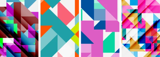 Schilderijen op glas Set of abstract random triangle composition backgrounds. Vector illustration for for wallpaper, business card, cover, poster, banner, brochure, header, website © antishock