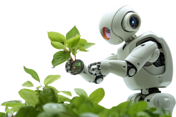 Robot uses AI camera to detect pests It is considered an environmentally friendly robot. Work that is safe for the product Presenting sustainable technology Isolated on transparent background.