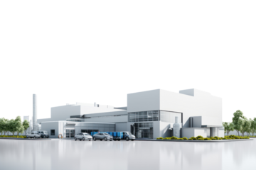Beautifully designed factory overview It showcases beautiful modern industrial architecture. Company image Presentation of the company image Isolated transparent background.