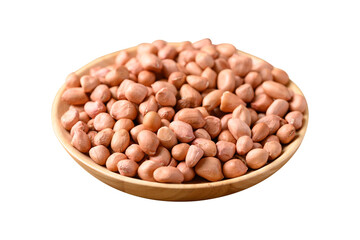 Raw peanut in wooden bowl, food ingredient