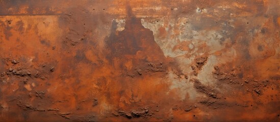 A rusted metal wall with peeling paint serves as the background for a classic clock, its hands frozen in time. The rust adds character to the scene, contrasting with the precision of the clock.